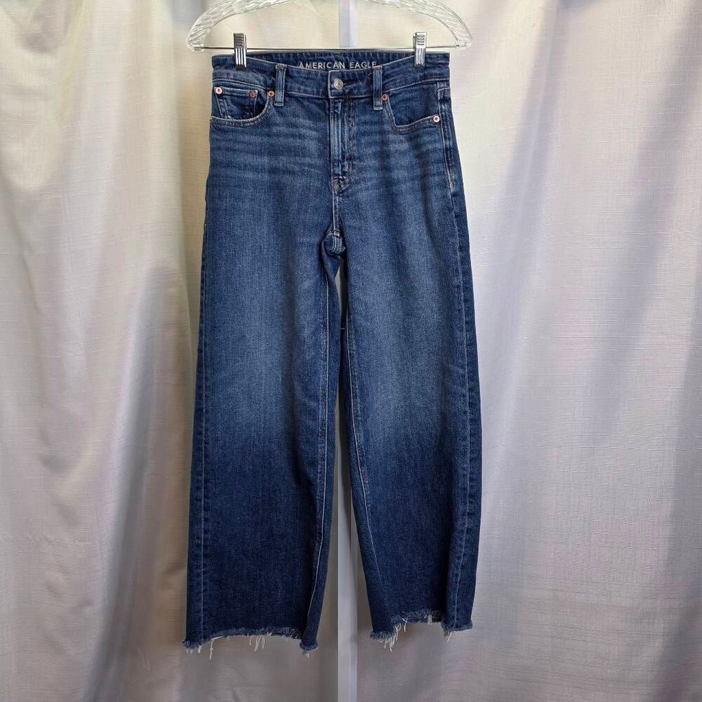 American Eagle Outfitters Super High Rise Baggy Wide Leg Jeans Size 0 Short - Picture 3 of 9